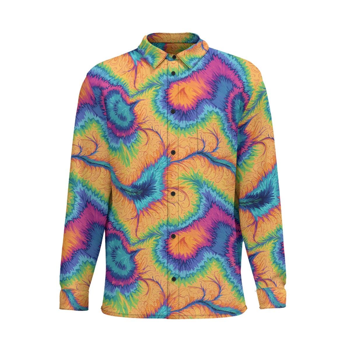 Psychedelic Swirl All-Over Print Long Sleeve Shirt