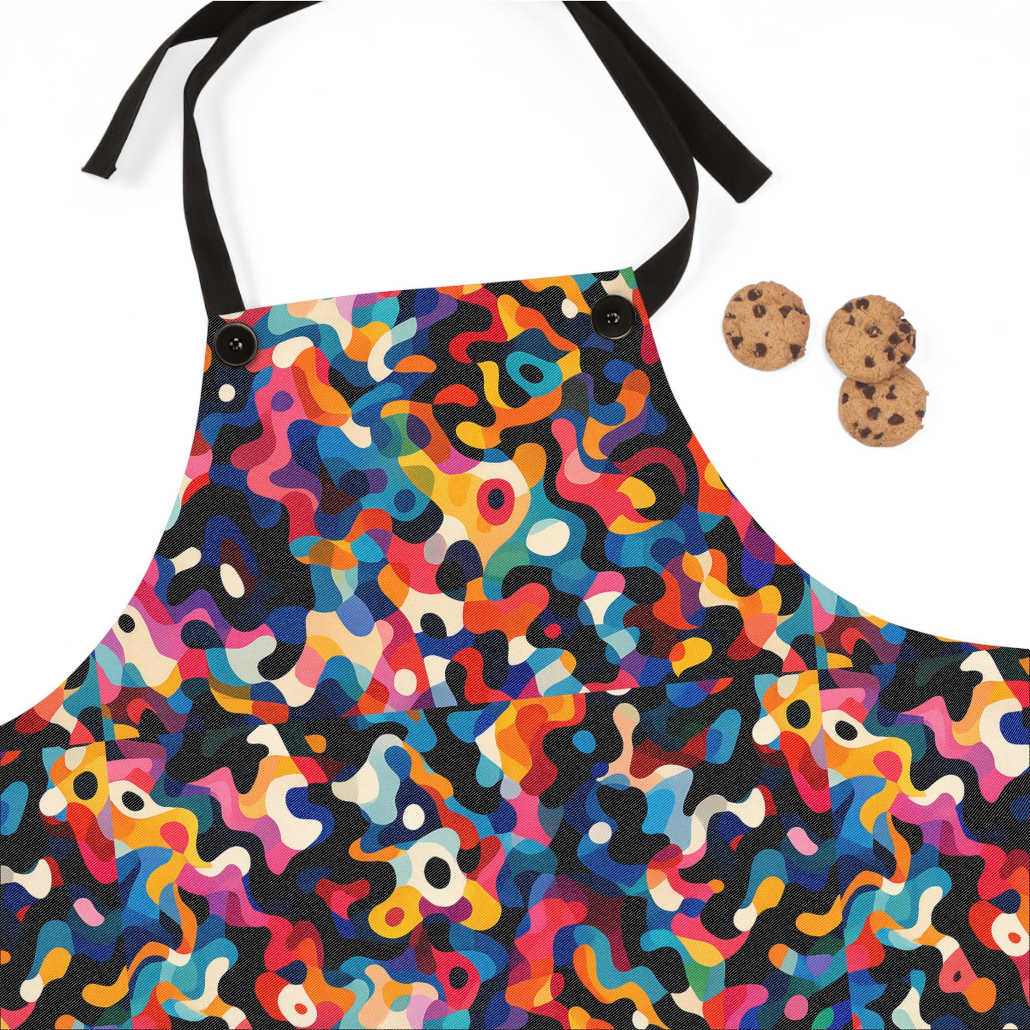 Colorful Abstract Apron: Polyester Kitchen Cooking Accessory