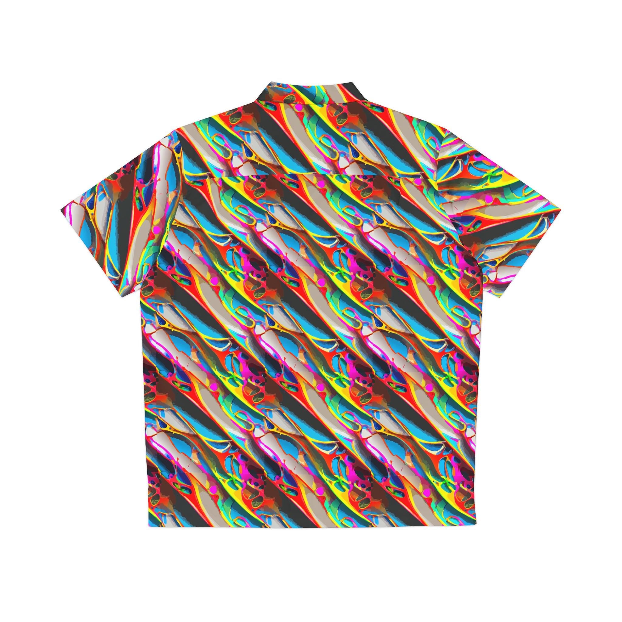 Crimson Wave Hawaiian Shirt: Prismatic Party Style Aloha Shirt