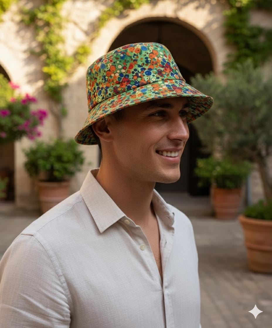 Colorful Bucket Hat With Crayon Drip Design - Psychedelic Hat For Festival Goers