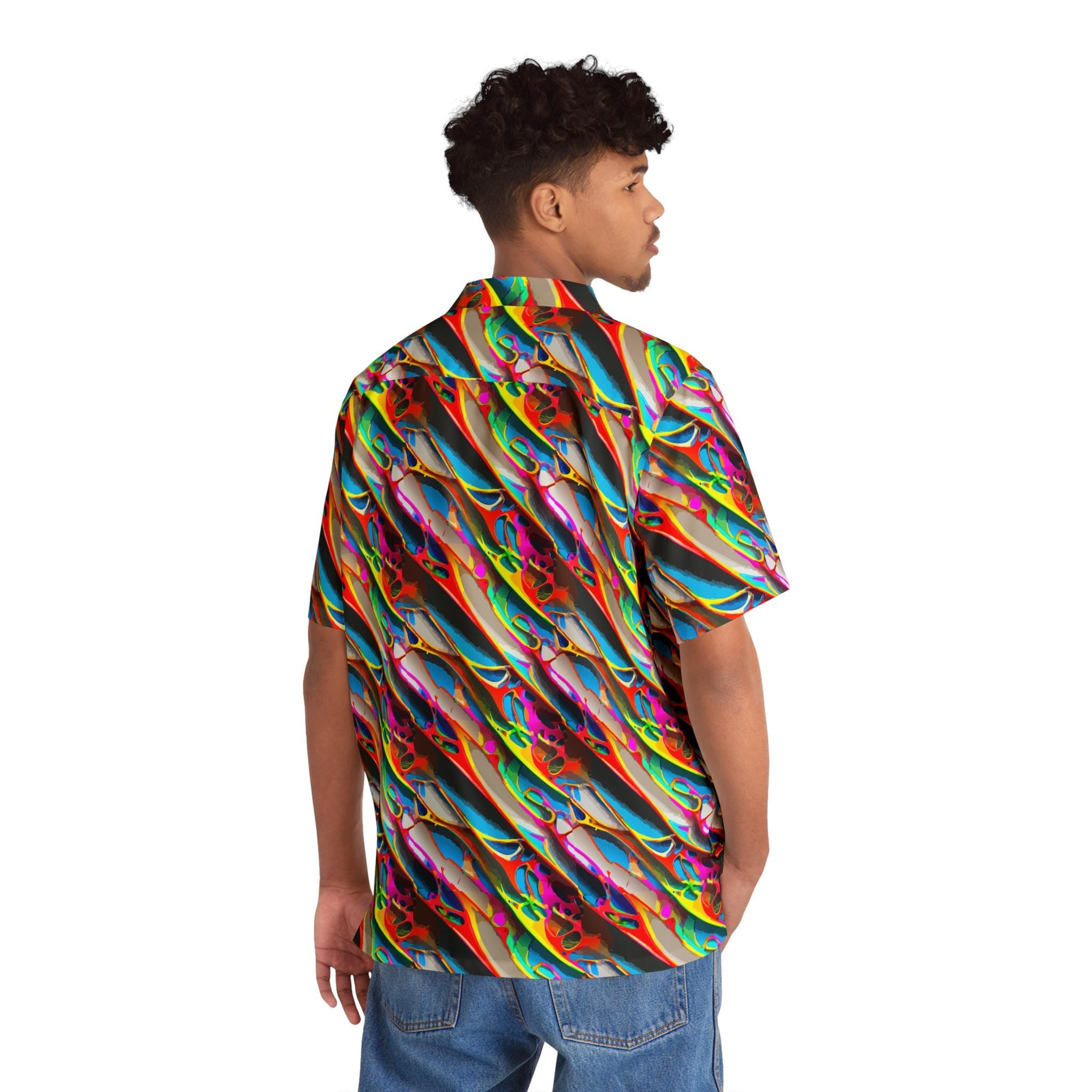 Crimson Wave Hawaiian Shirt: Prismatic Party Style Aloha Shirt