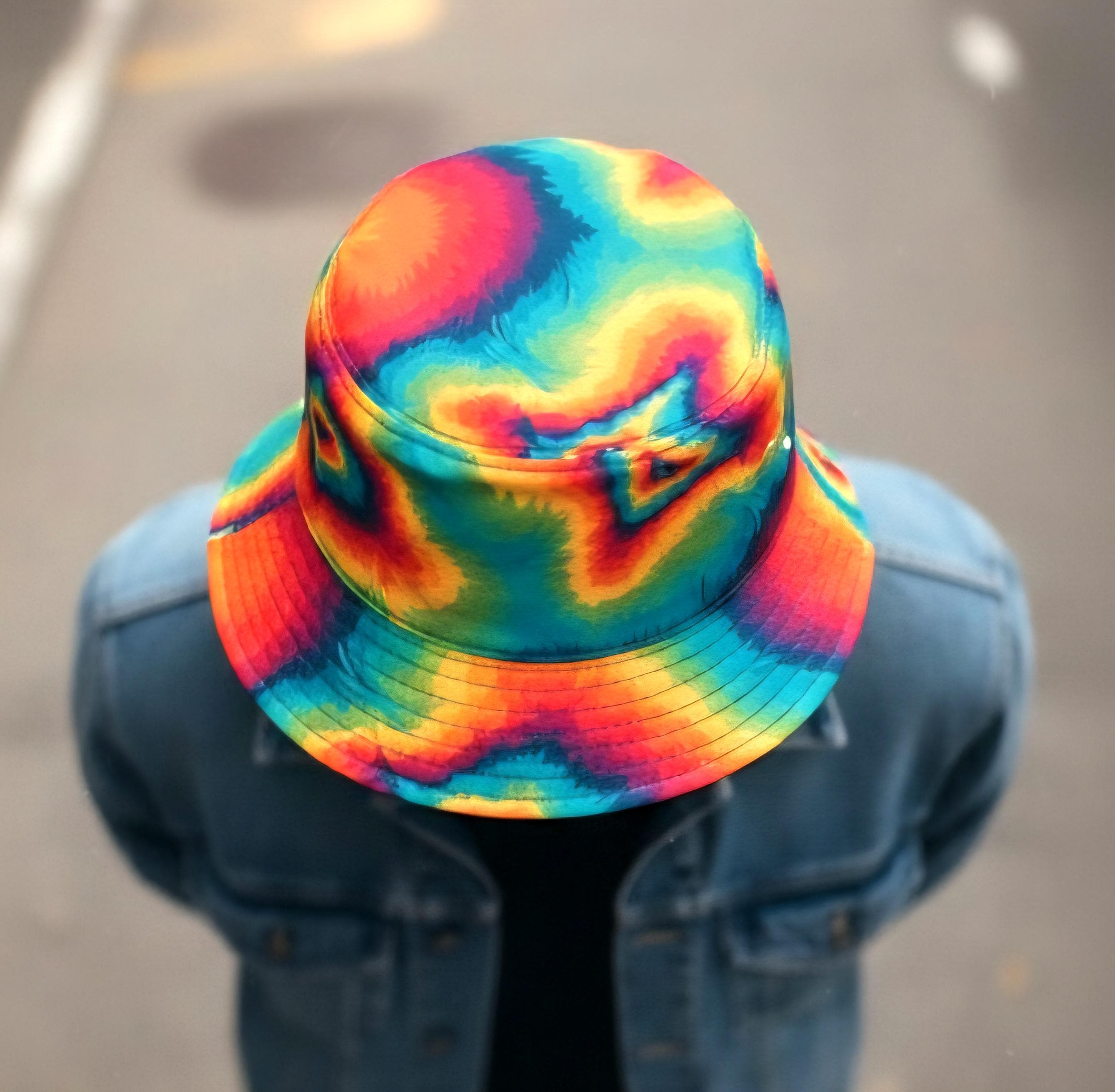Colorful Bucket Hat: Bold Psychedelic Design, Summer Sun Hat