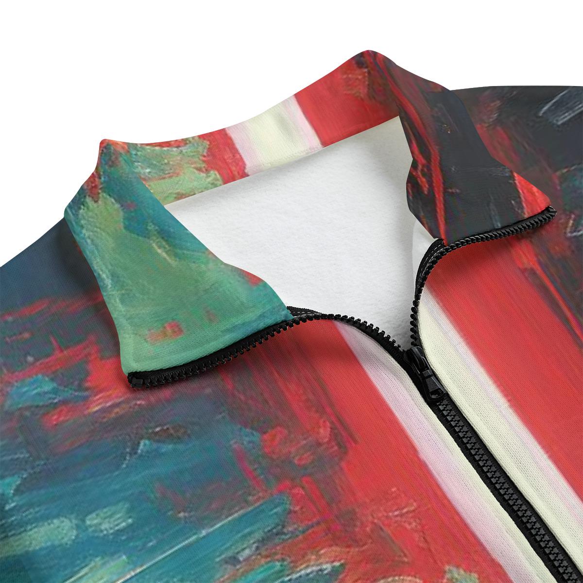 All-Over Print Unisex Stand-up Collar Knitted Fleece Outwear