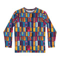 Geometric Print Men's Long Sleeve Shirt, Colorful Artistic Top