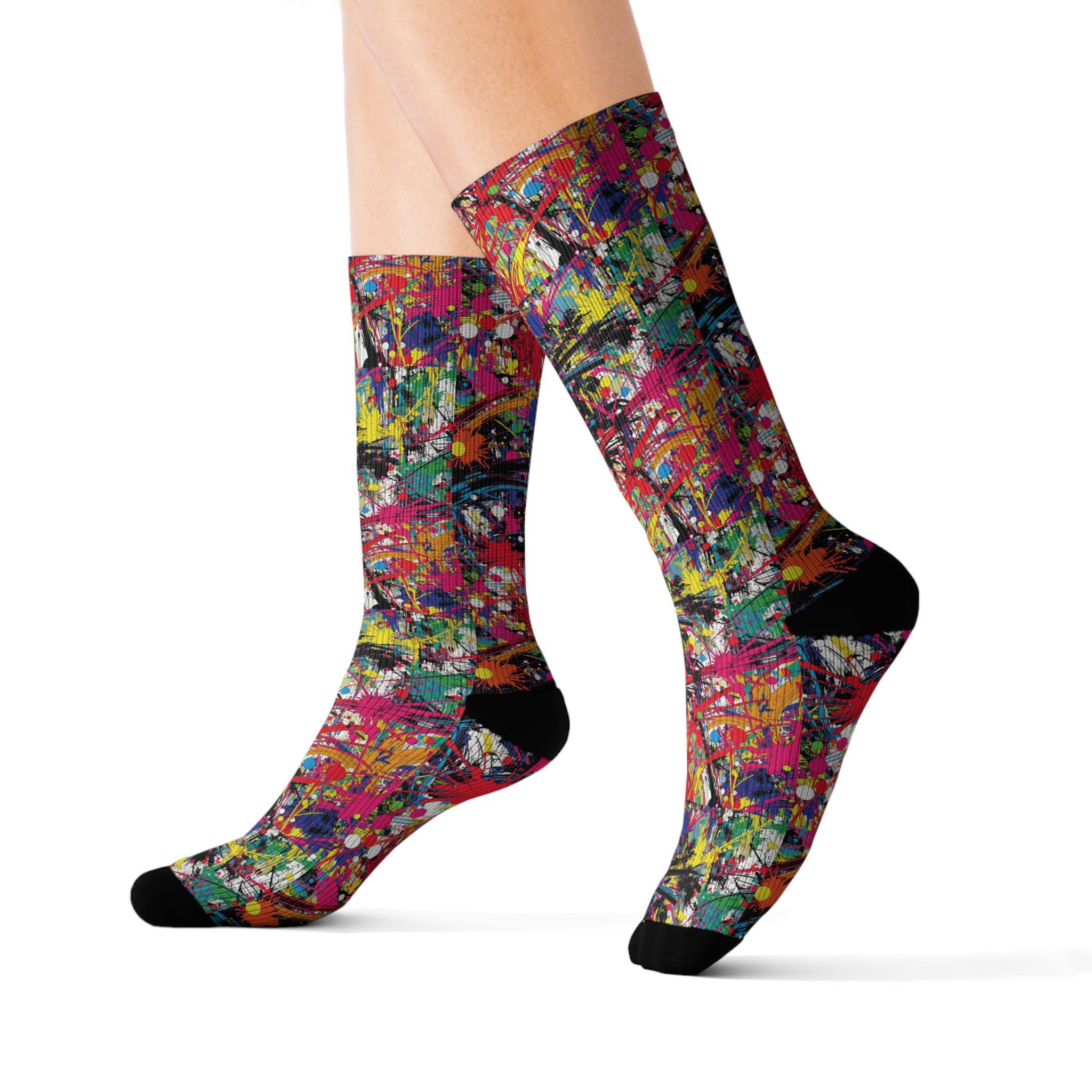 Colorful Floral Sublimation Socks - Funky Patterned Dress Socks for Everyday Comfort
