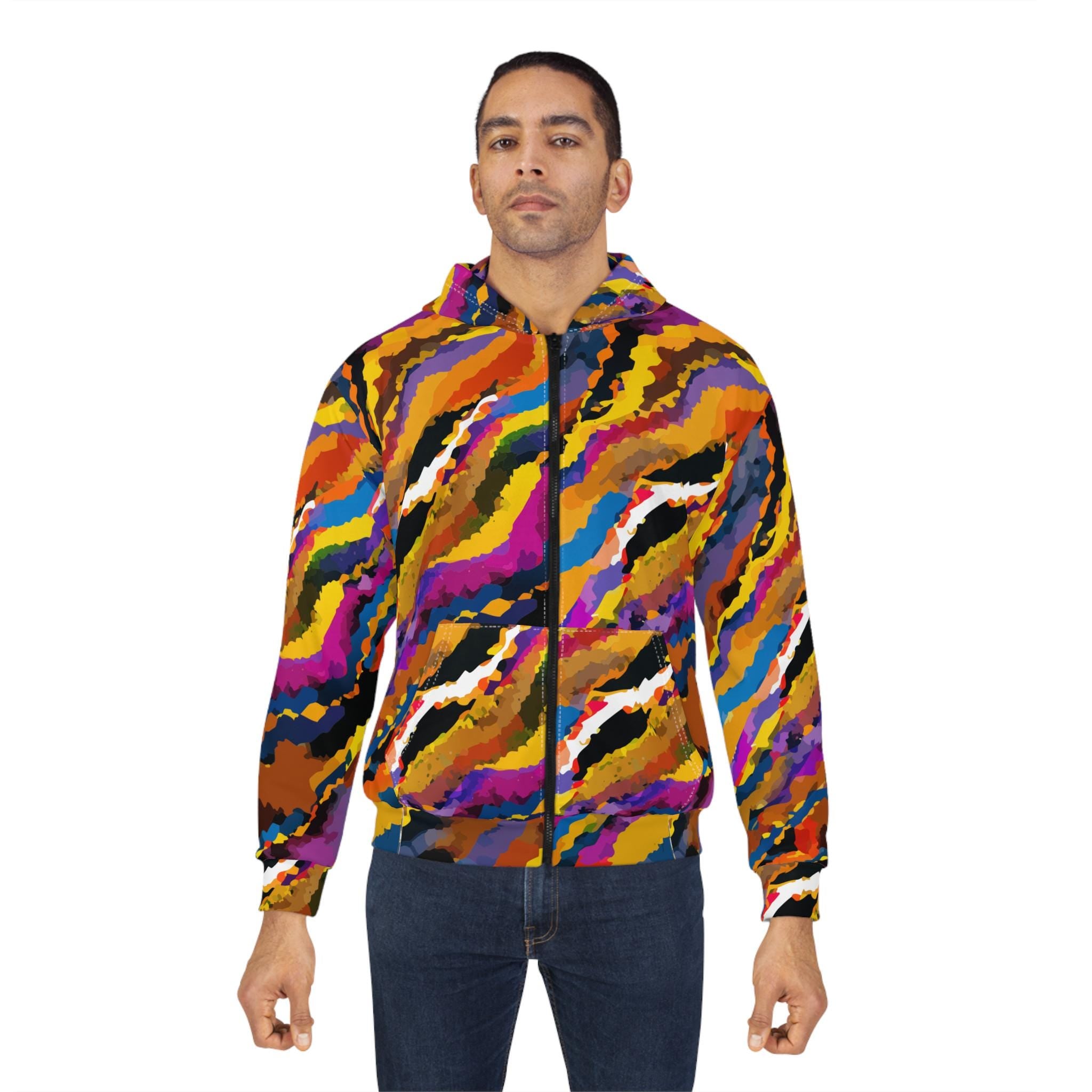 Crisp Burn Colors Hoodie | All-Over Print Zip Hoodie