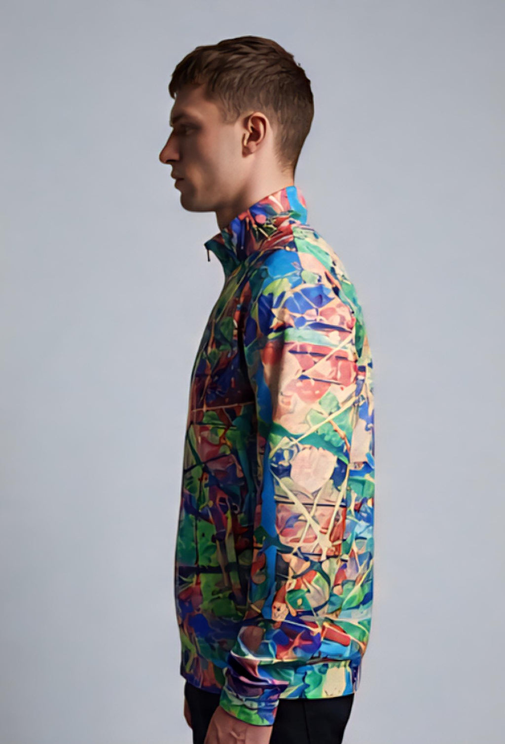 Paint Splatter Hacci Fleece Zip-Up Jacket, Psychedelic Streetwear
