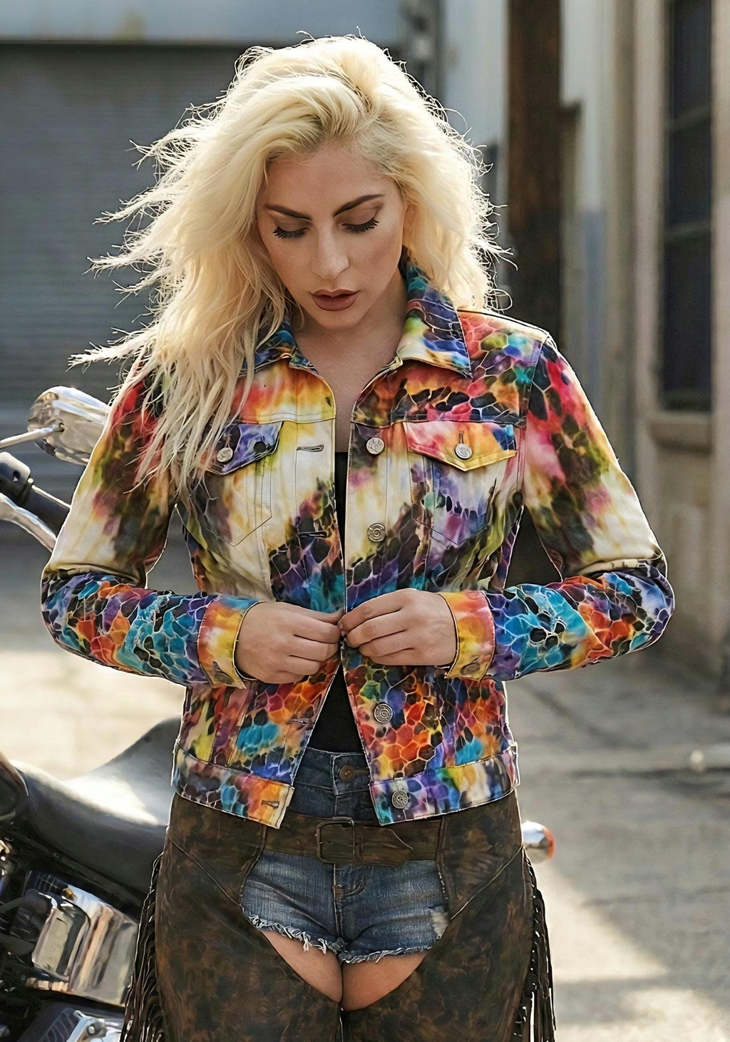 Psychedelic Abstract Art Jacket, Colorful Rainbow Mosaic Patterned Coat, Festival Rave Outfit, Boho Statement Streetwear