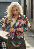 Psychedelic Abstract Art Jacket, Colorful Rainbow Mosaic Patterned Coat, Festival Rave Outfit, Boho Statement Streetwear