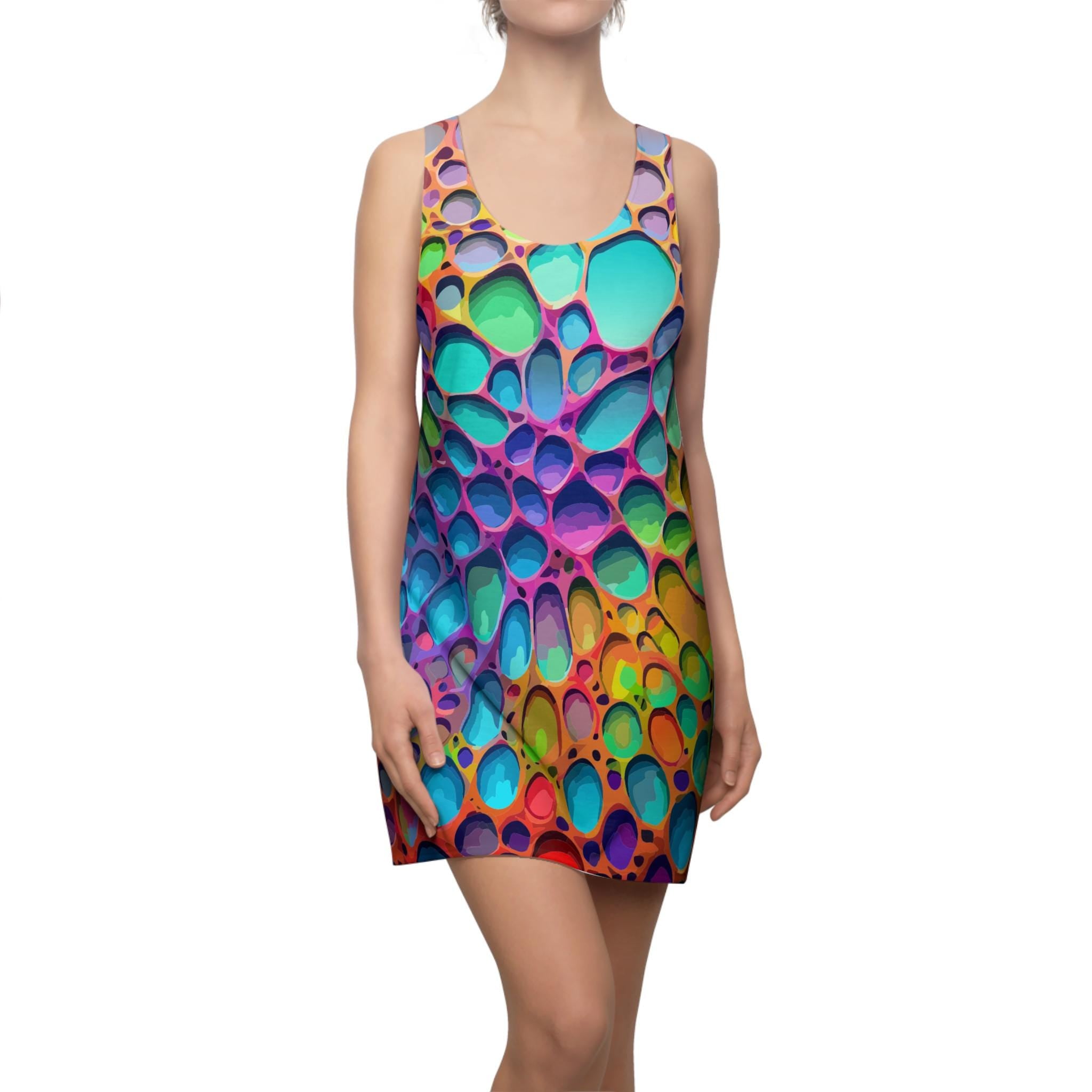 Colorful Bubble Print Racerback Dress – Vibrant Summer Fashion