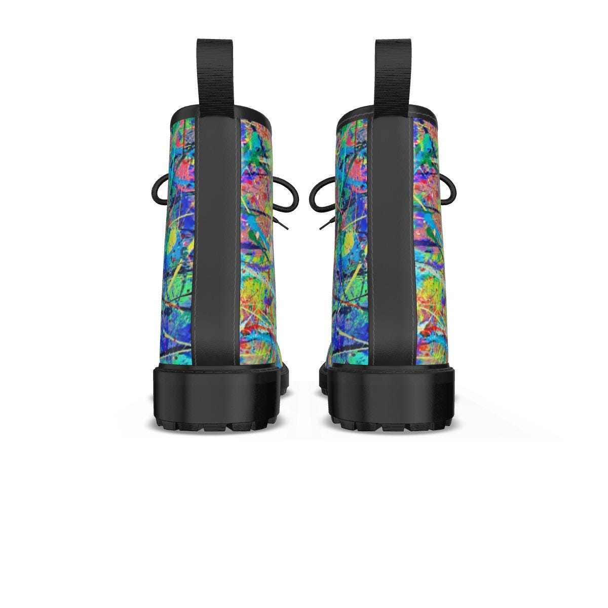 All-Over Print Women's Martin Short Boots With Black Bottom