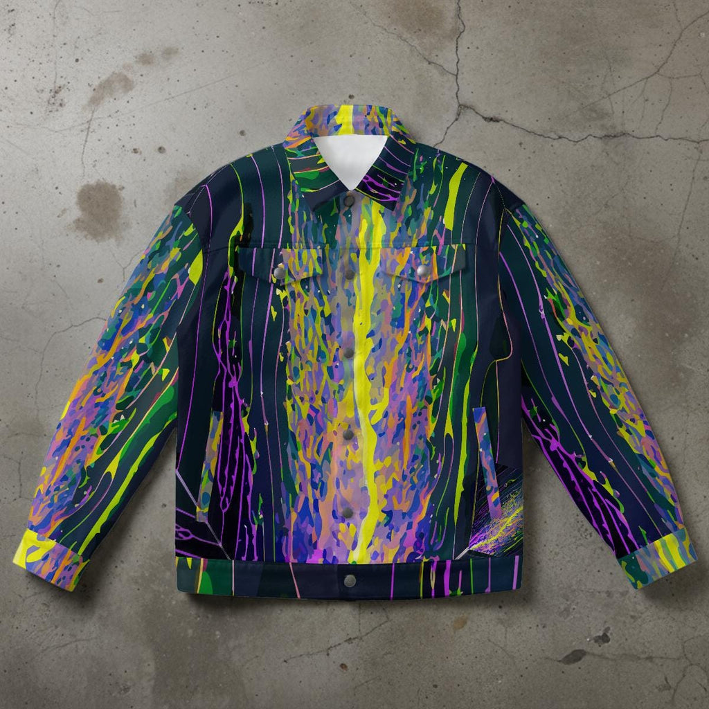Neon Drip Abstract All-Over Print Streetwear Jacket