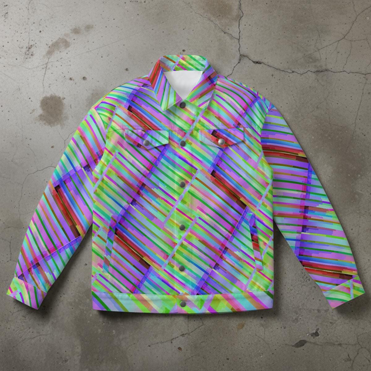 Neon Glitch All-Over Print Urban Jacket