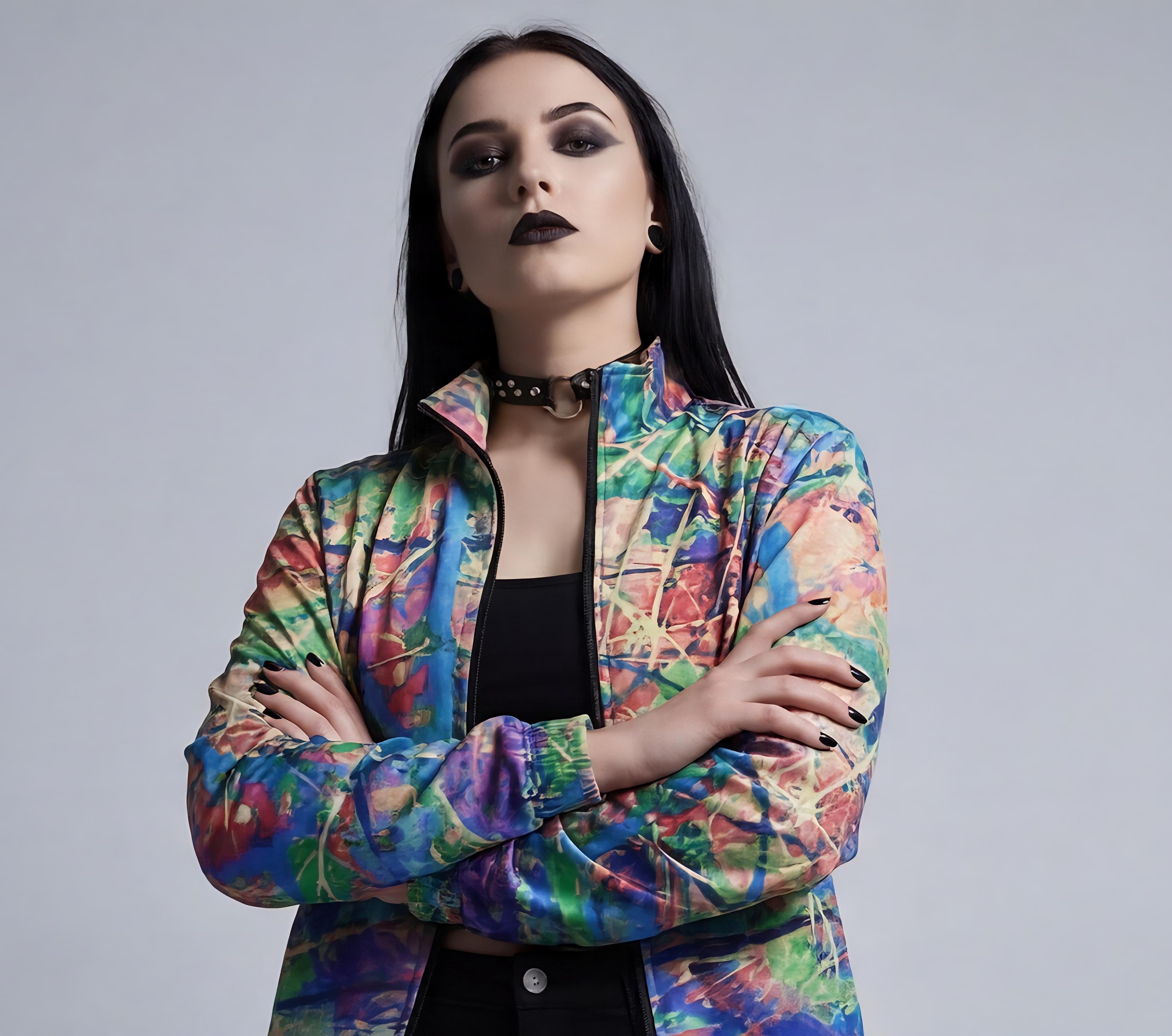 Paint Splatter Hacci Fleece Zip-Up Jacket, Psychedelic Streetwear
