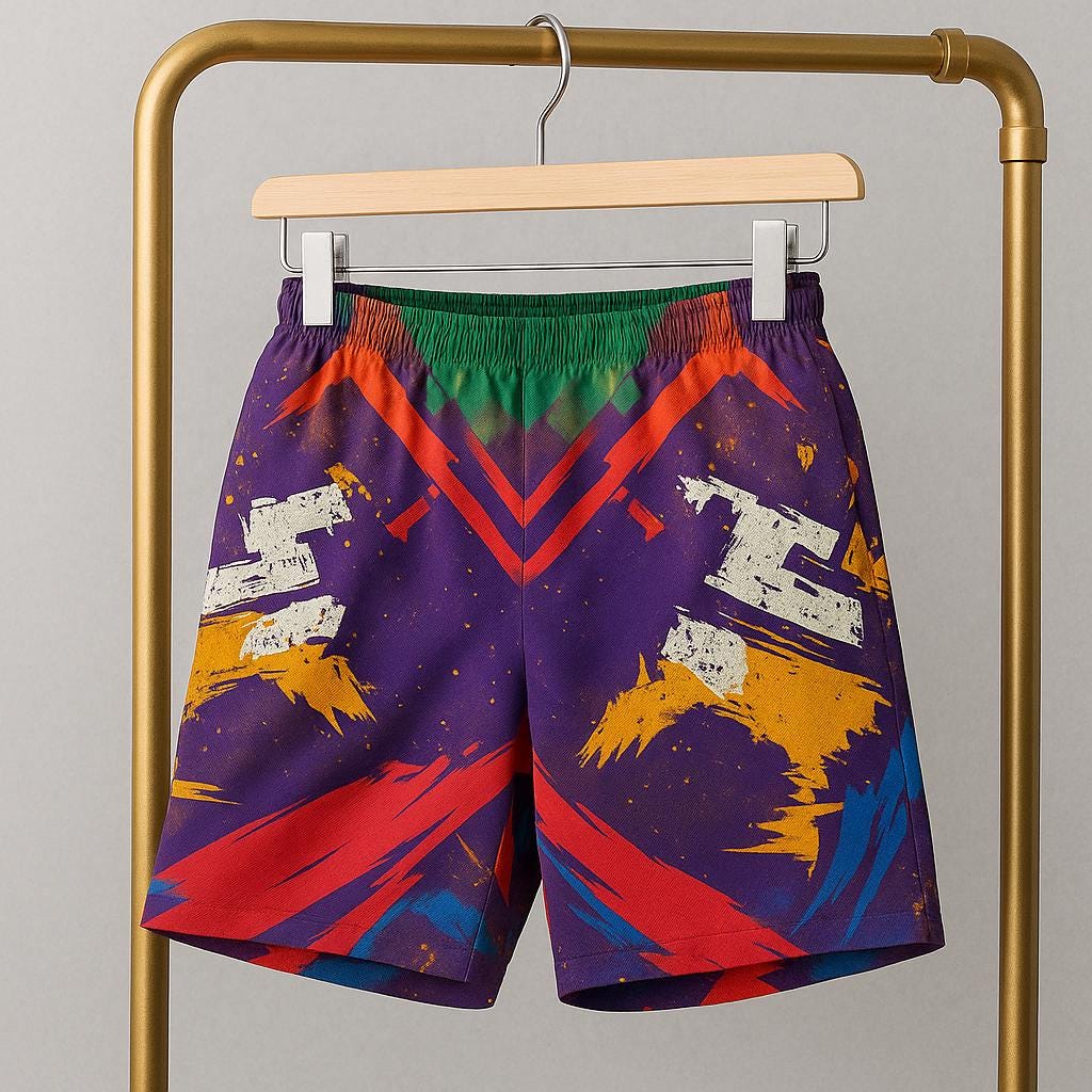 Abstract Graphic Athletic Shorts: Bold Unisex Streetwear