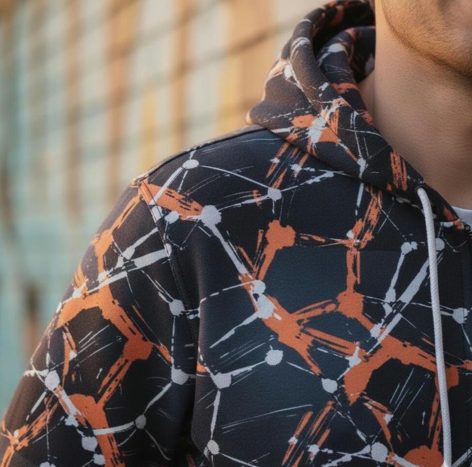 Cyberpunk Network Hoodie | Urban Techwear Splatter Art | Futuristic Streetwear Pullover | Abstract Dark Grunge Sweatshirt