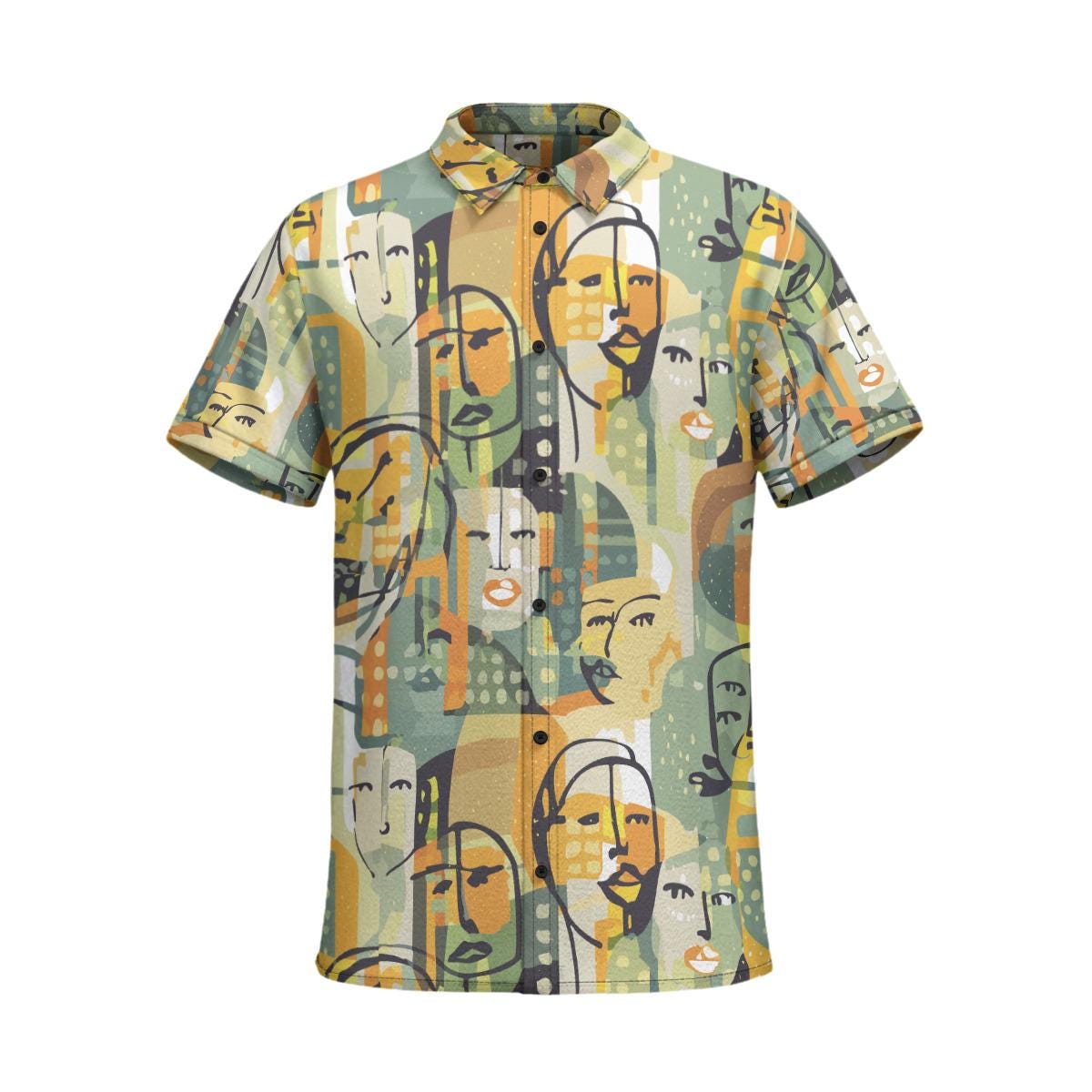Abstract Faces Streetwear Button-Up Shirt