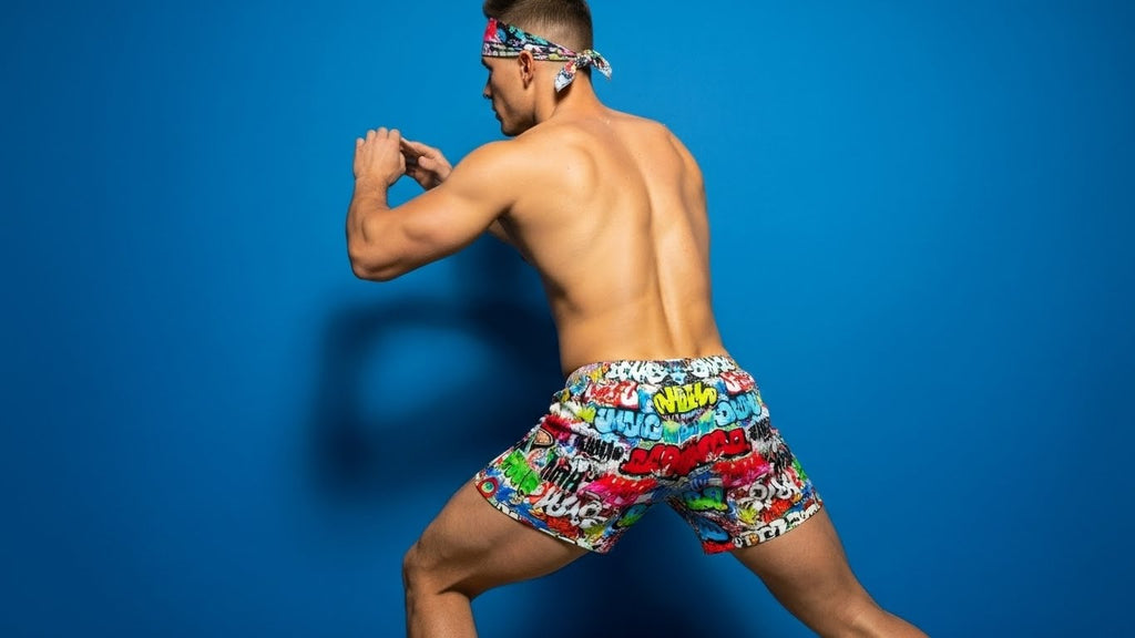 "Wall Talk" All-Over-Print Graffit Collage Boxer Shorts For Men