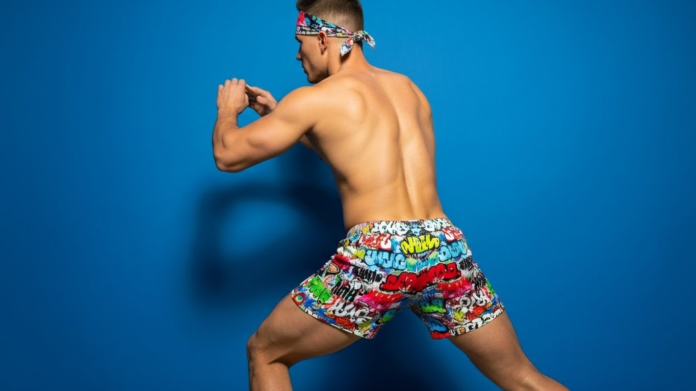 "Wall Talk" All-Over-Print Graffit Collage Boxer Shorts For Men