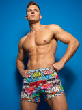 "Wall Talk" All-Over-Print Graffit Collage Boxer Shorts For Men
