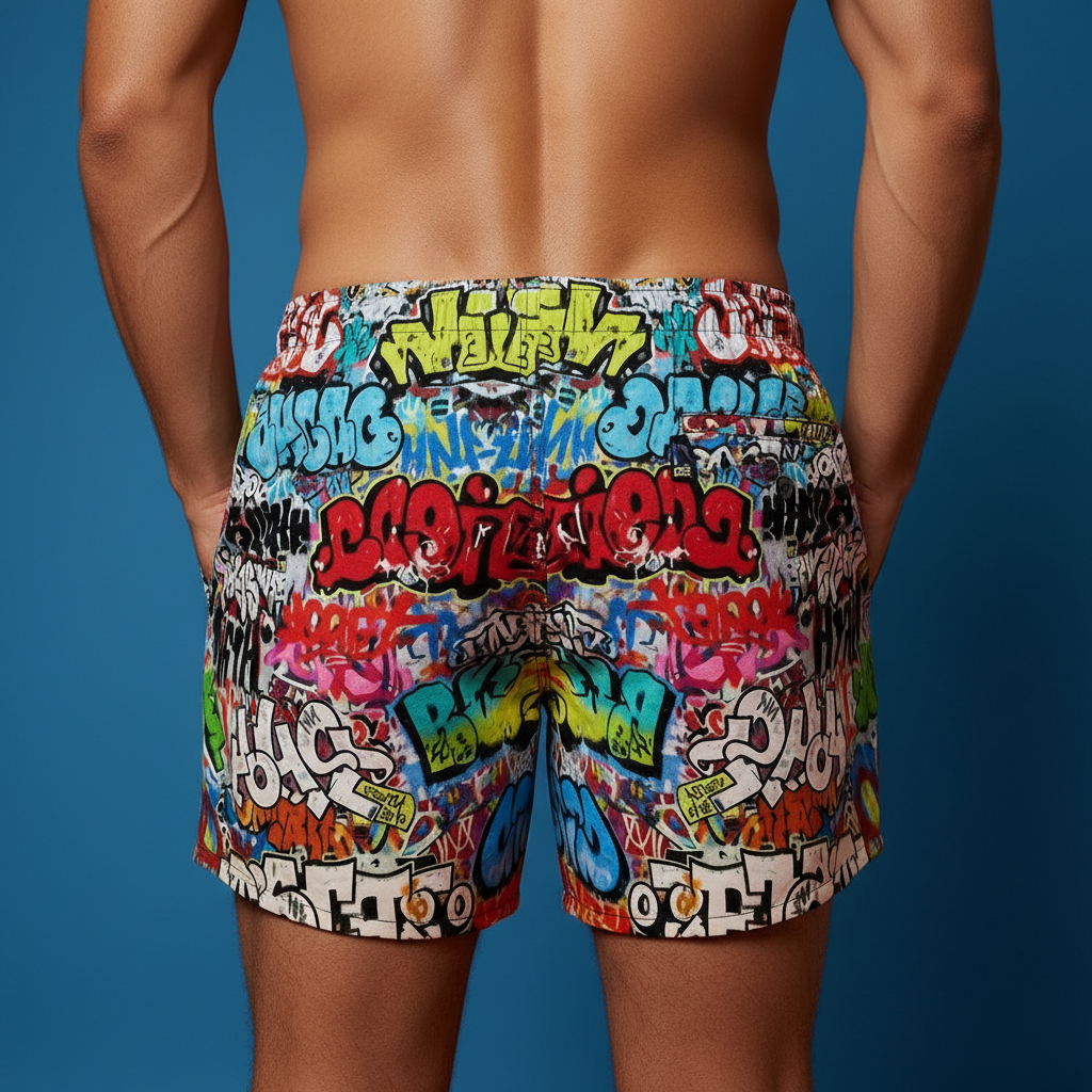 "Wall Talk" All-Over-Print Graffit Collage Boxer Shorts For Men