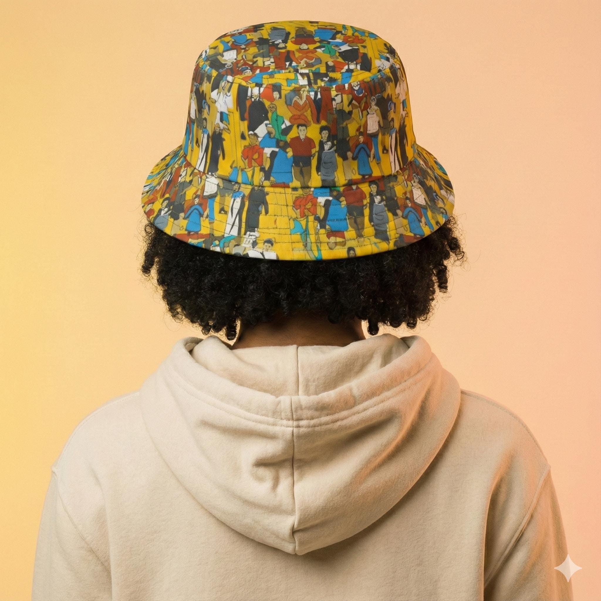 Crowd Theory Bucket Hat — Vibrant Illustrated Festival-Style Streetwear Accessory