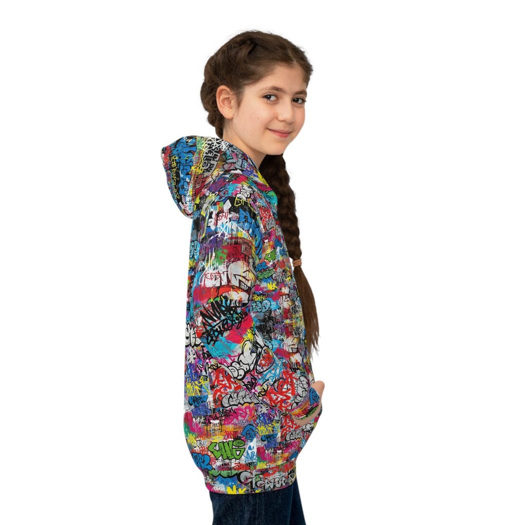 Abstract Graffiti Children's Hoodie: Wild Streetwear Pullover Gift For Kids