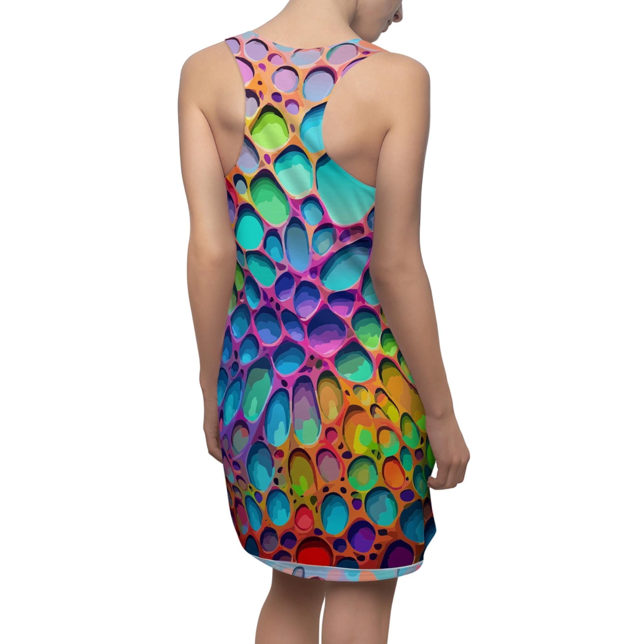 Colorful Bubble Print Racerback Dress – Vibrant Summer Fashion