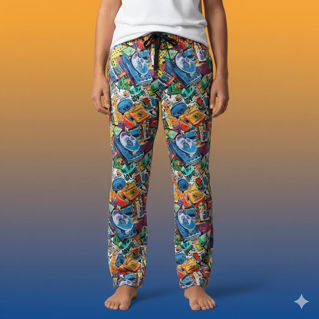 90s Mixtape Pajama Pants, Retro Music Lounge Sleepwear, Men's Festival Gear