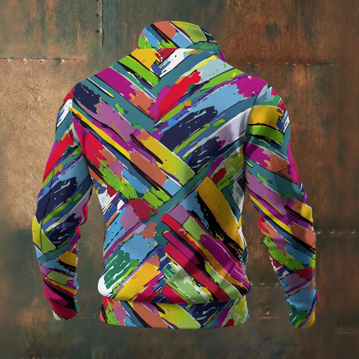 Urban Brushstroke All-Over Print Zip Jacket