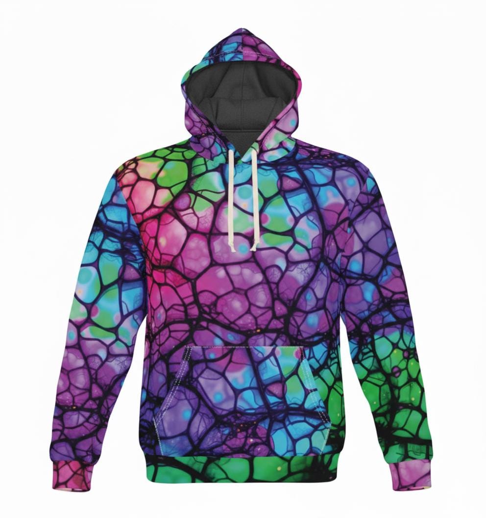 Neon Fluorescent Lava Veins Hoodie | Unisex Durable Vibrant Pullover