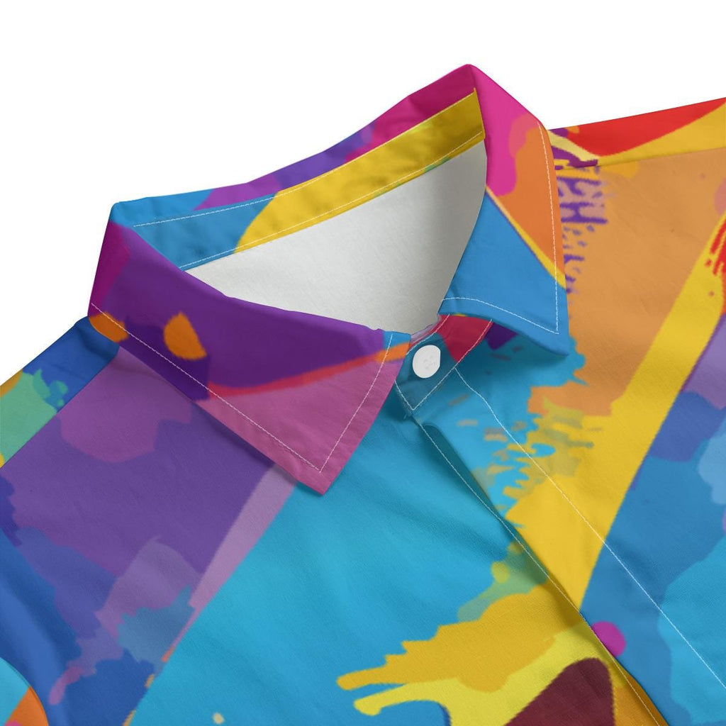 All-Over Print Men's Lapel Collar Shirt With Concealed Placket |115GSM Cotton poplin