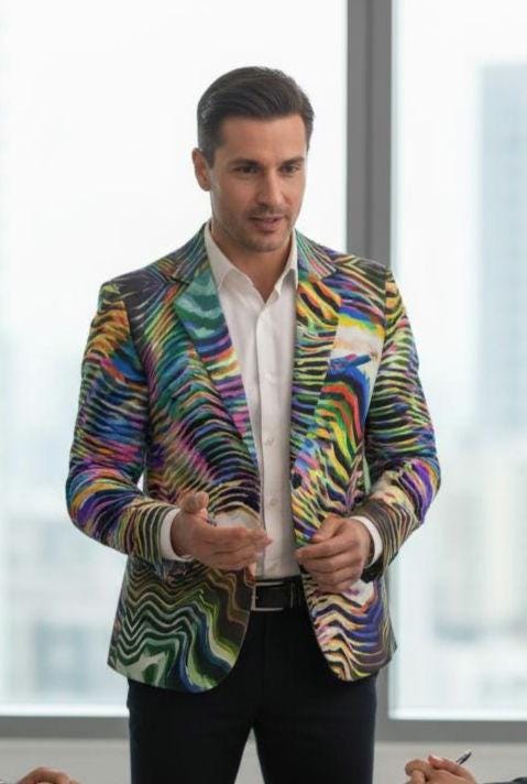 All-Over Print Men's Casual Flat Lapel Collar Blazer | 245GSM Cotton