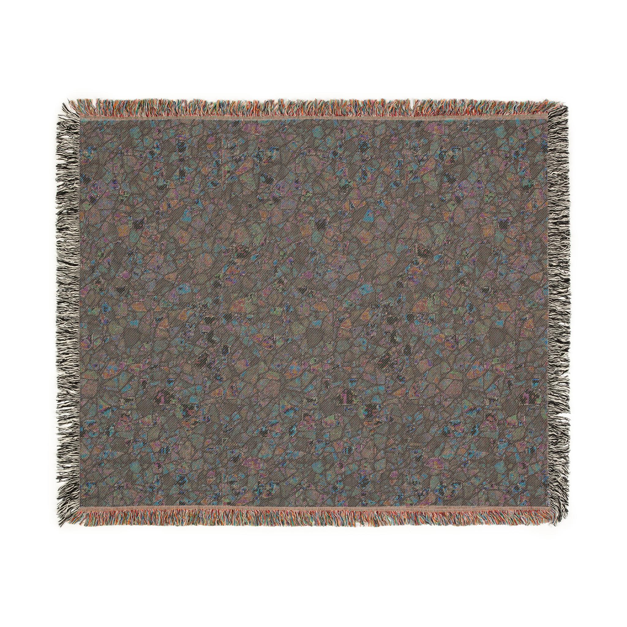 Colorful Mosaic Tile Woven Blanket | Geometric Pattern Throw