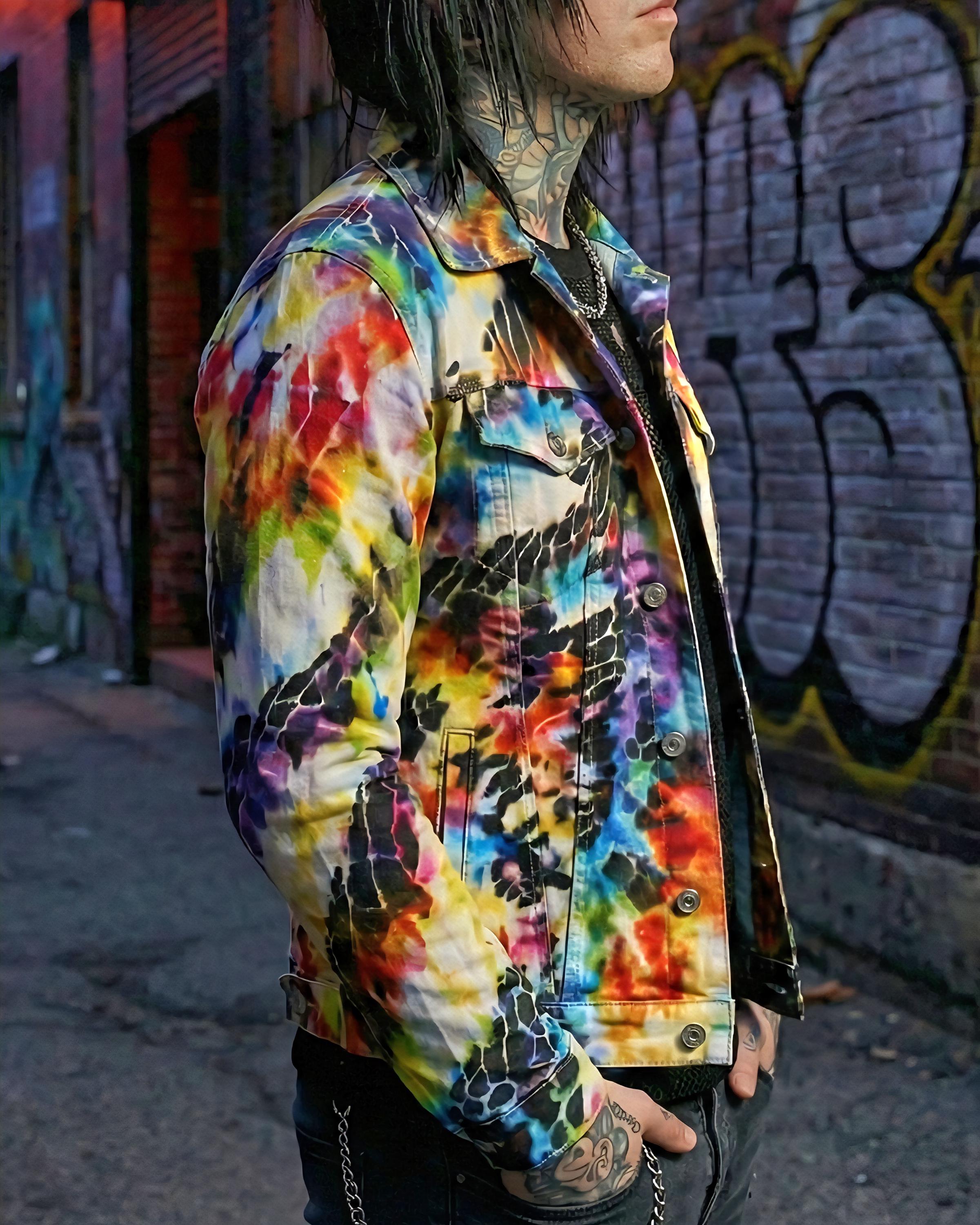 Psychedelic Abstract Art Jacket, Colorful Rainbow Mosaic Patterned Coat, Festival Rave Outfit, Boho Statement Streetwear