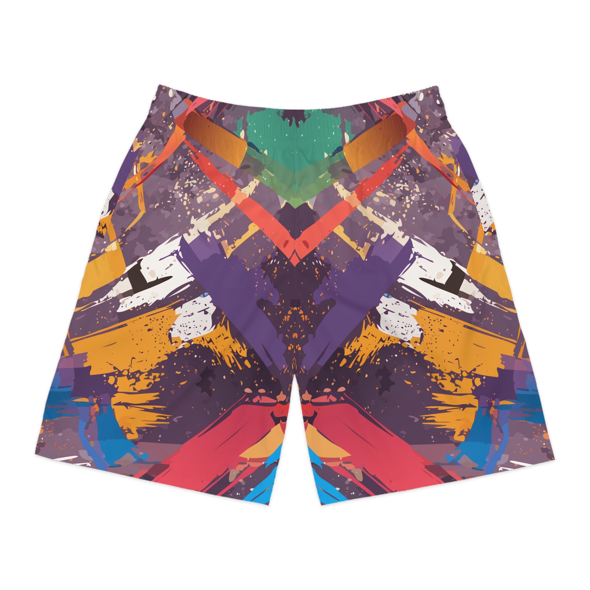 Abstract Graphic Athletic Shorts: Bold Unisex Streetwear