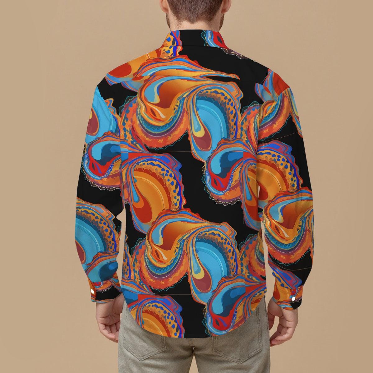 All-Over Print Men's Slim Fit Long Sleeve Shirt