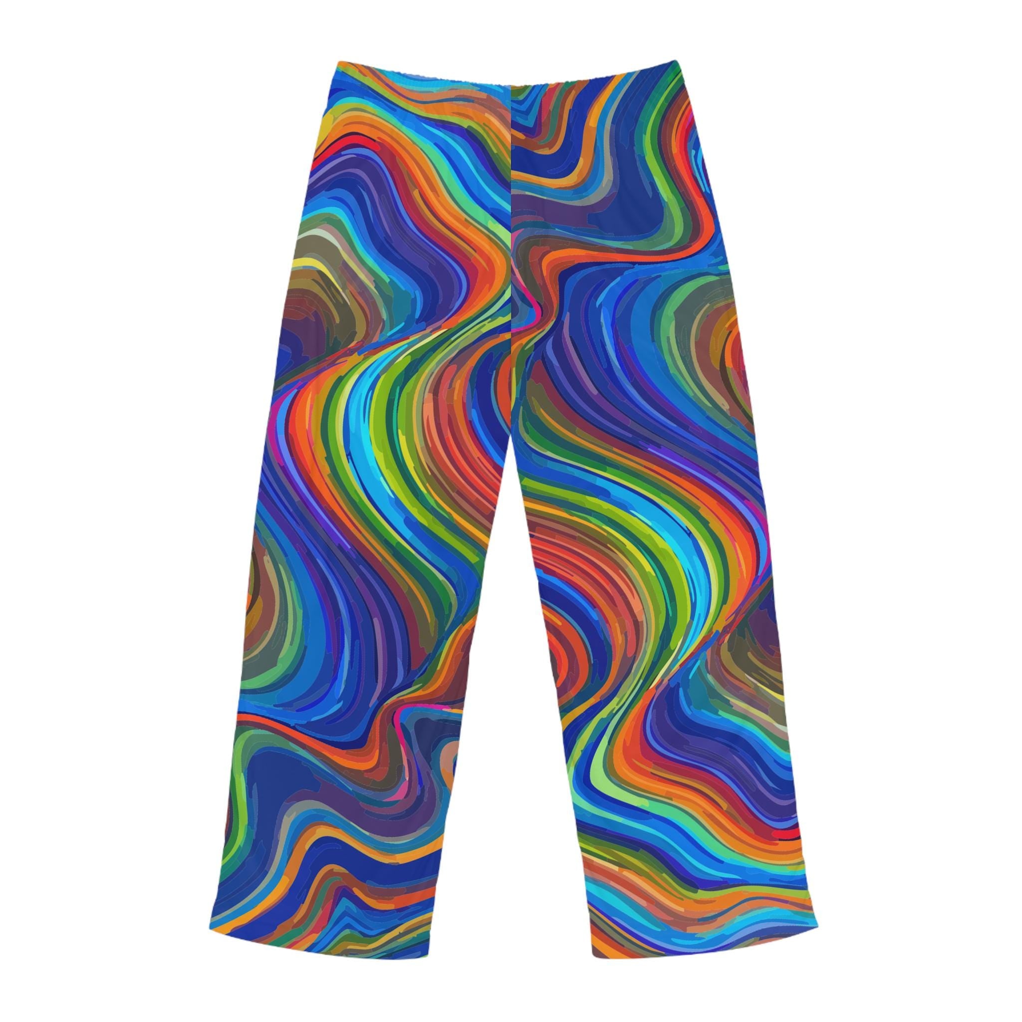 Colorful Swirl Pattern Pajama Pants | Abstract Rainbow Marble Print
