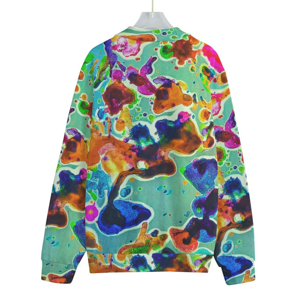 All-Over Print Unisex Stand-up Collar Knitted Fleece Outwear
