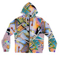 Artistic Scrapbook Full-Zip Hoodie, Colorful Women's Jacket