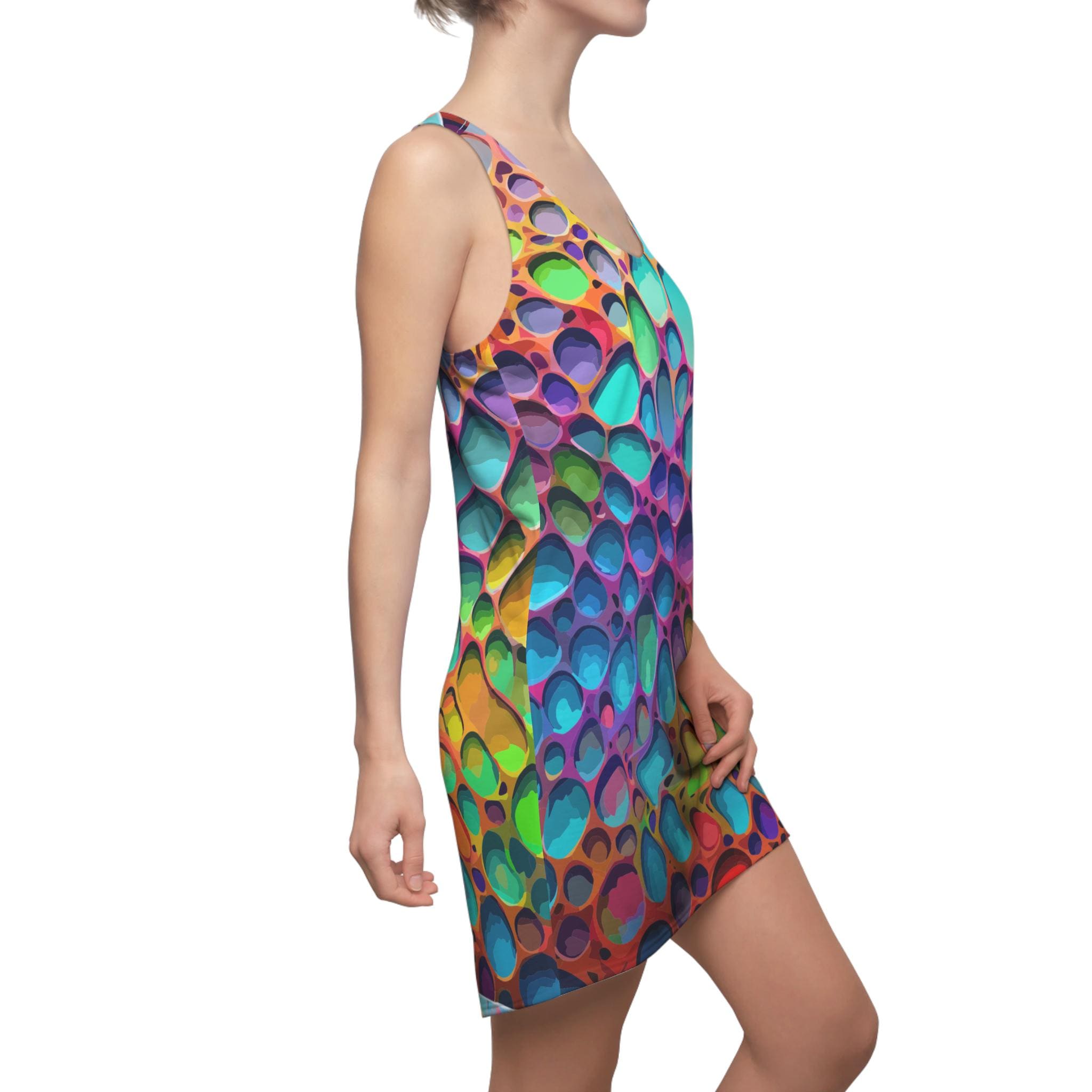 Colorful Bubble Print Racerback Dress – Vibrant Summer Fashion