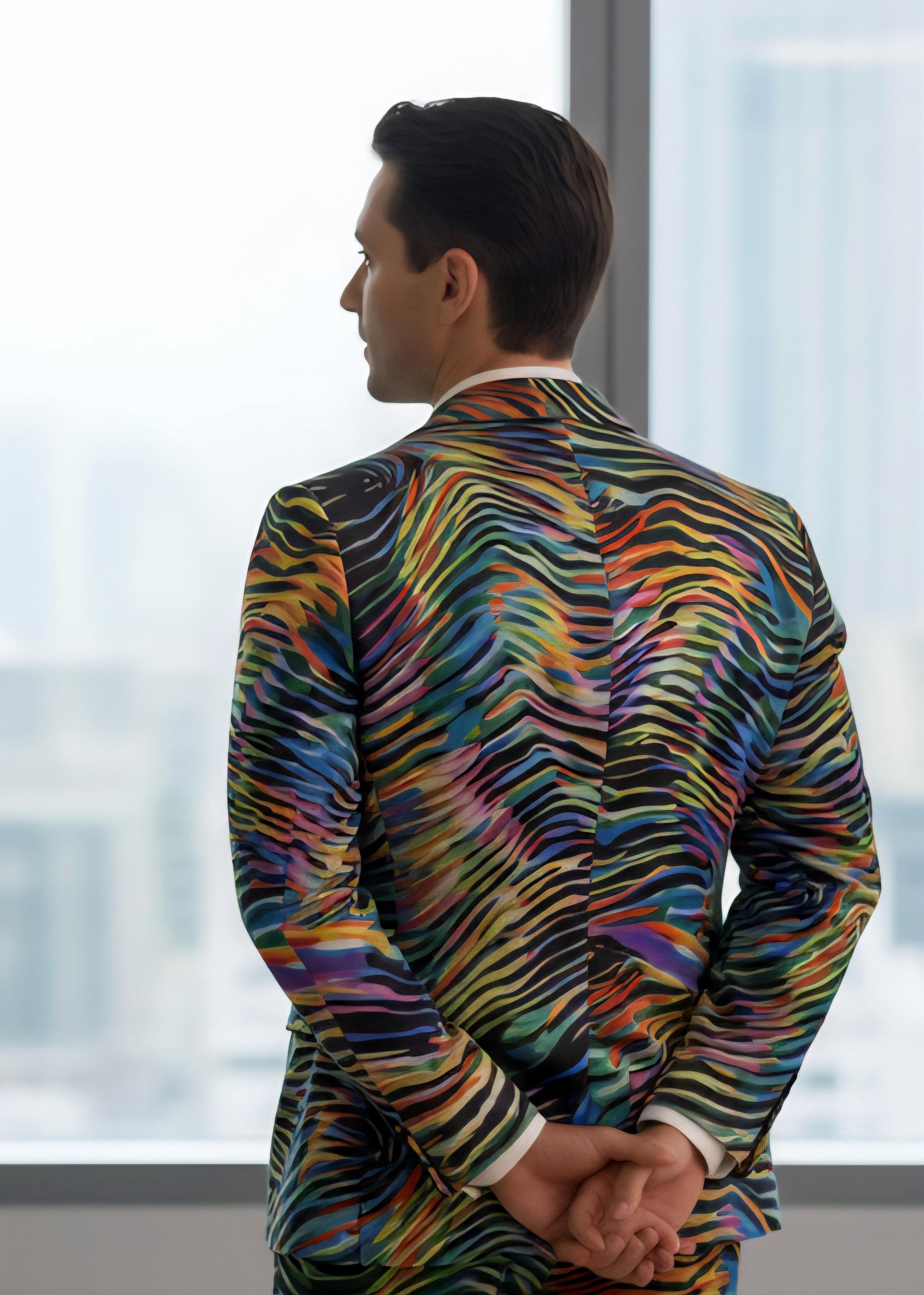 All-Over Print Men's Casual Flat Lapel Collar Blazer | 245GSM Cotton