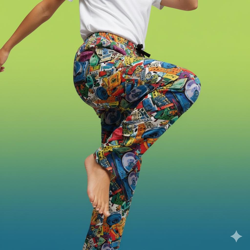 90s Mixtape Pajama Pants, Retro Music Lounge Sleepwear, Men's Festival Gear