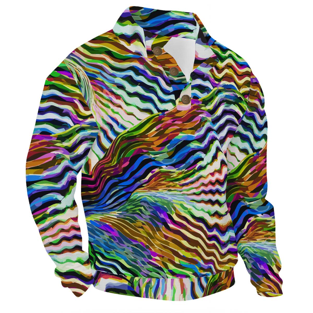 Vibrant Wave Art Maximalist Pullover