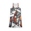 Geometry Bronze and Silver Racerback Dress for Women - All-Over-Print Statement Dress