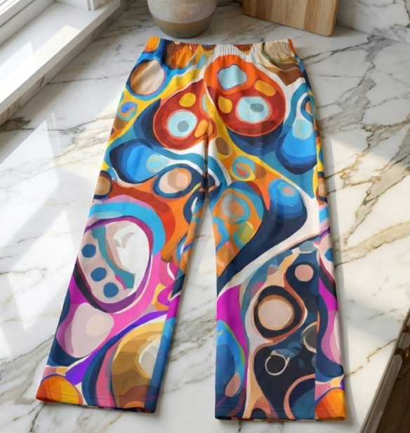The "Chromatic Dreams" Pajama Pants - Abstract Maximalist Art | Lightweight & Soft-Brushed | Assembled in the USA | Dyles Mavis Original