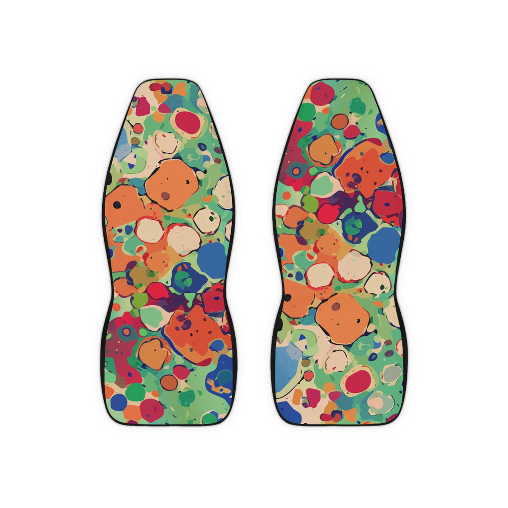 Abstract Paint Splatter Car Seat Covers: Rainbow Boho Auto Interior