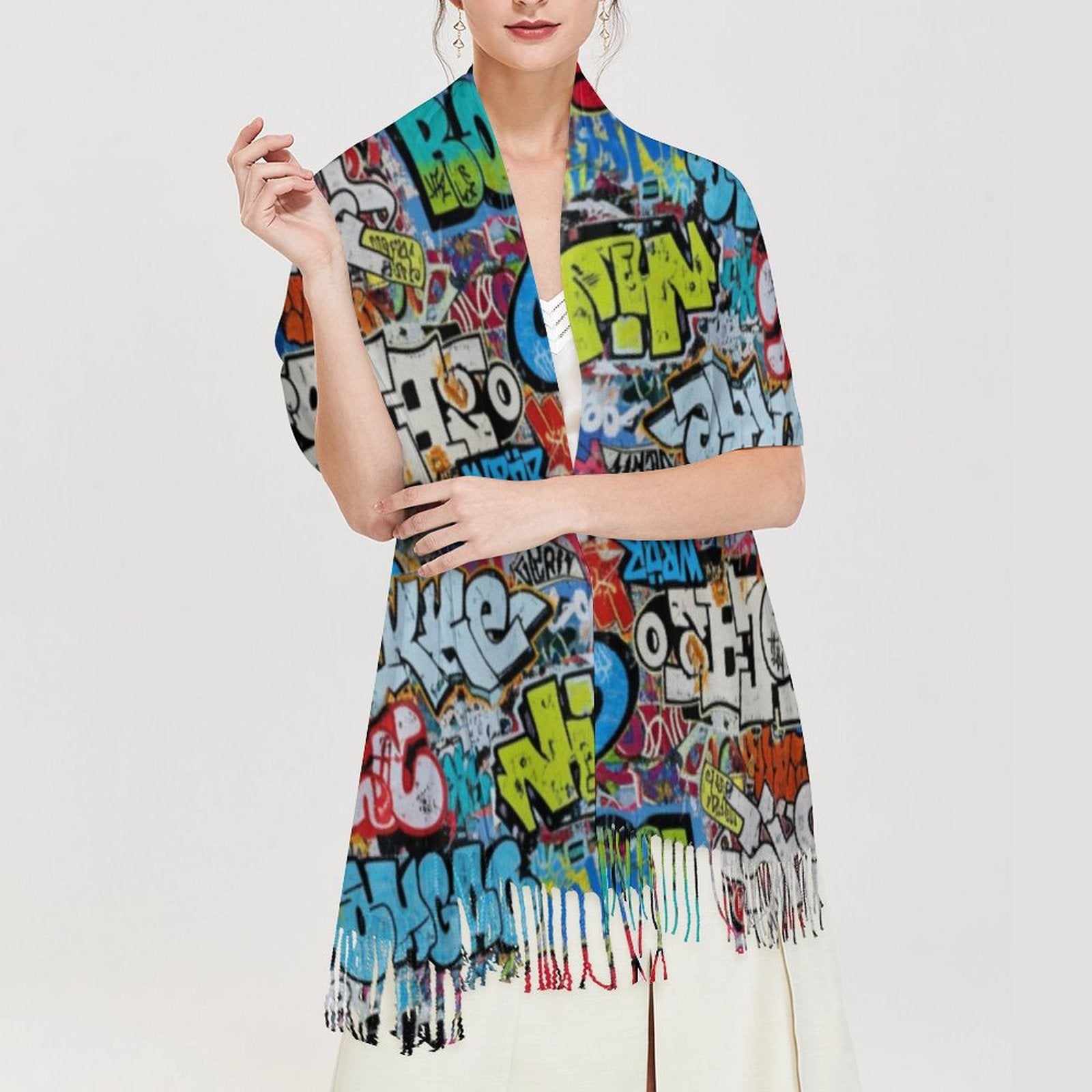 Cashmere-like Tassel Scarf (All-Over Printing)