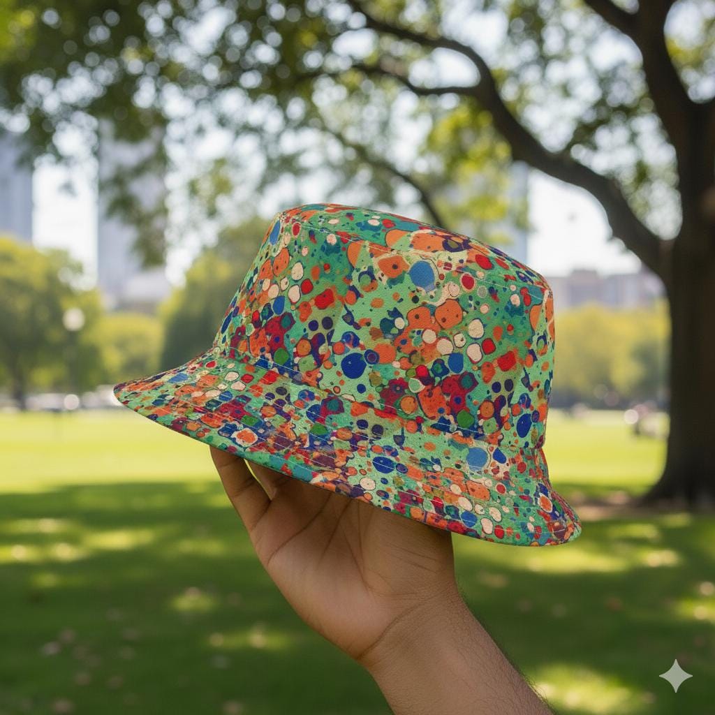 Colorful Bucket Hat With Crayon Drip Design - Psychedelic Hat For Festival Goers