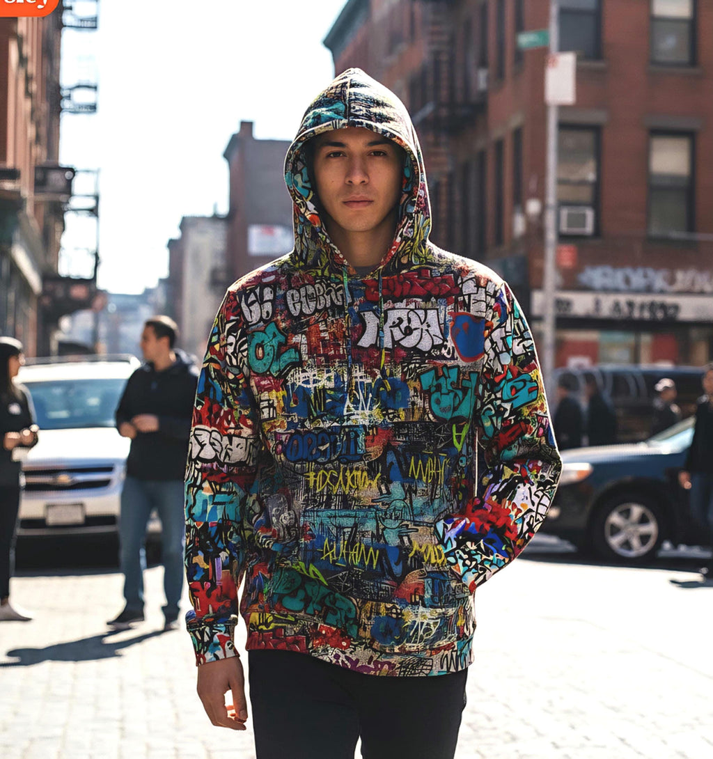 Abstract Graffiti Children's Hoodie: Wild Streetwear Pullover Gift For Kids